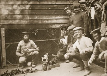 Some of the Prisoners Pets, Dorchester, illustration from German Prisoners in Great Britain